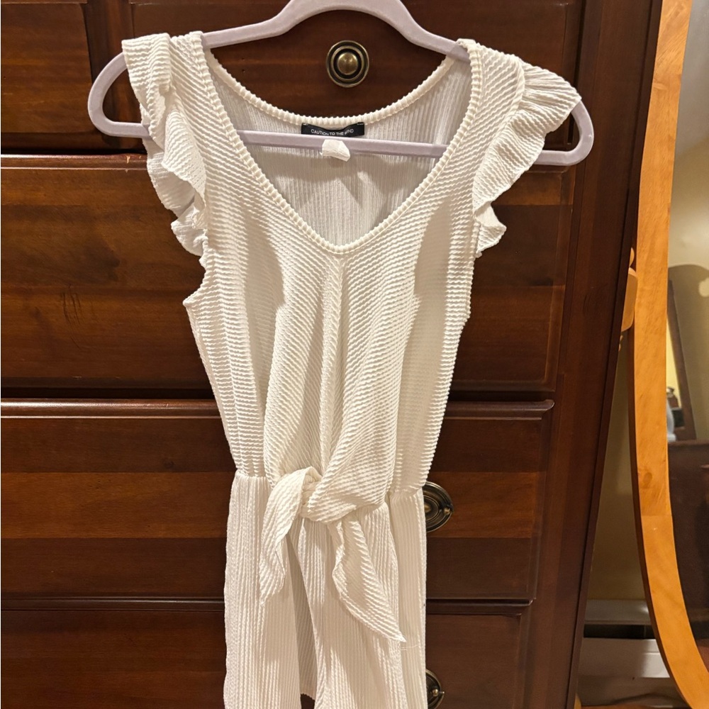 Caution To The Wind White Ruffle Dress